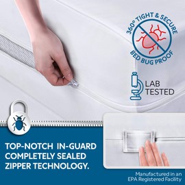 Guardmax Zippered Mattress Encasement - Sleeper Sofa Size - 100% Waterproof and Bed Bug Proof Mattress Protector - 6 Sided Absorbent Mattress Cover - Bed Sheet is Soft, Breathable, & Hypoallergenic