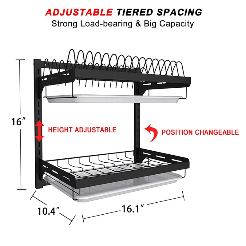 Hanging Dish Drying Rack, Wall Mounted Dish Rack Kitchen, 2