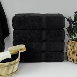 Chakir Turkish Linens Chakir Turkish Linens | Hotel & Spa Quality 100% Cotton Premium Turkish Towels | Soft & Absorbent (4-Piece Bath Towels, Black)