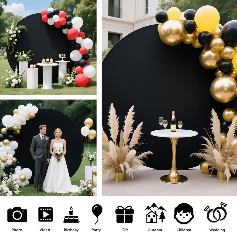MEHOFOND 6ft Round Backdrop for Birthday Baby Shower Wedding Party