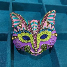 ulricar Cat Head Brooches Crystal Rhinestone Animal Women Party Brooch Pins Fashion Scarf Buckle Pin for Women, Multicolor