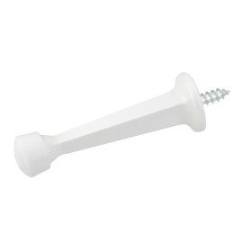 HARDWARE RESOURSES White Solid Rigid Baseboard Door Stop with Fixed Screw Attachment Doorstop
