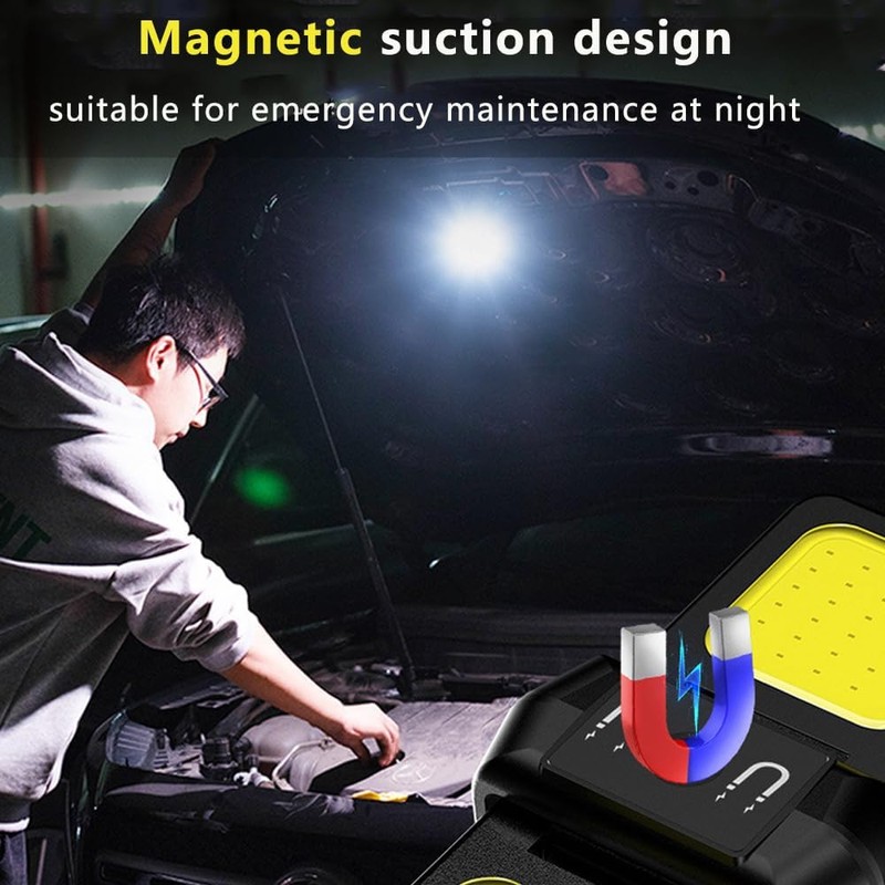 CoB Keychain Work Light,90° Foldable Mini Flashlight 6 Modes 1000