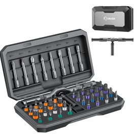 Saker 42 in 1 Screwdriver Set,Multi Bit Magnetic Screwdriver Set with T Handle & Storage Case Suitable for Furniture,Computer,Bicycle and DIY Free Combination Grey