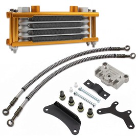 ABCERRSI Motorcycle Oil Cooler,Engine Cooling Radiator Compatible with 50cc 70cc 90cc 110cc 125cc 140cc ATV Go Kart Off Road-Gold