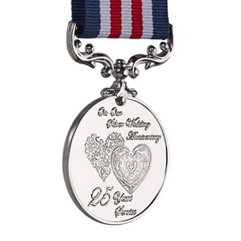 The Commemorative Coin Company 25th Golden Wedding Anniversary Medal for Long/Distinguished Service and Bravery in the Field. Gift/Present Husband/Wife/Partner/Couple, Silver