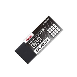 Pentel Hi-Polymer, Small Rubber Block Eraser with Protective Sleeve, Black, ZEAH06A, Box of 48