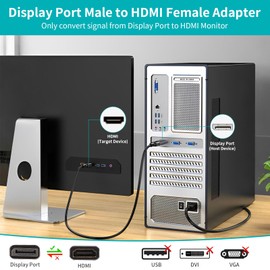 4K Displayport to HDMI Adapter 2-Pack, Aluminum Shell 24K Gold Plated Uni-Directional Display Port DP to HDMI Female Converter, Compatible for Lenovo, HP, Dell, GPU, Projector and More