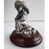Pewter Girl with Rabbit Figurine