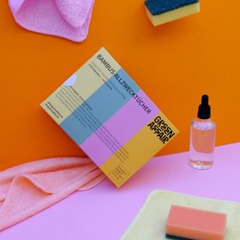 Generisch Bamboo All-Purpose Cloths 100% Bamboo Set of 4 Sustainable Cleaning Cloths Bamboo Cleaning Cloths Bamboo Cleaning Cloths 25 x 25 cm Green, Yellow, Orange, Pink