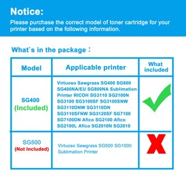 LCL Compatible Sublimation Ink Replacement for Virtuoso Sawgrass SG400 SG800 SG400NA SG800NA PRINTAN Dink High Yield (4-Pack KCMY)
