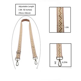 Crossbody Straps for Purses Silver Hardware Purse Strap Wide Shoulder Strap Adjustable Replacement,Retro Jacquard Embroidery for Shoulder Bags