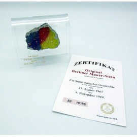 Berlin souvenirs Original Berlin Wall Piece Display in a transparent arch (4'' x 4'' Large)