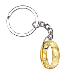 PYNASA Genuine Engraved Pattern Stainless Steel Gold The One Ring Charm Keychain for Women Men,Ring size 10 (Gold)