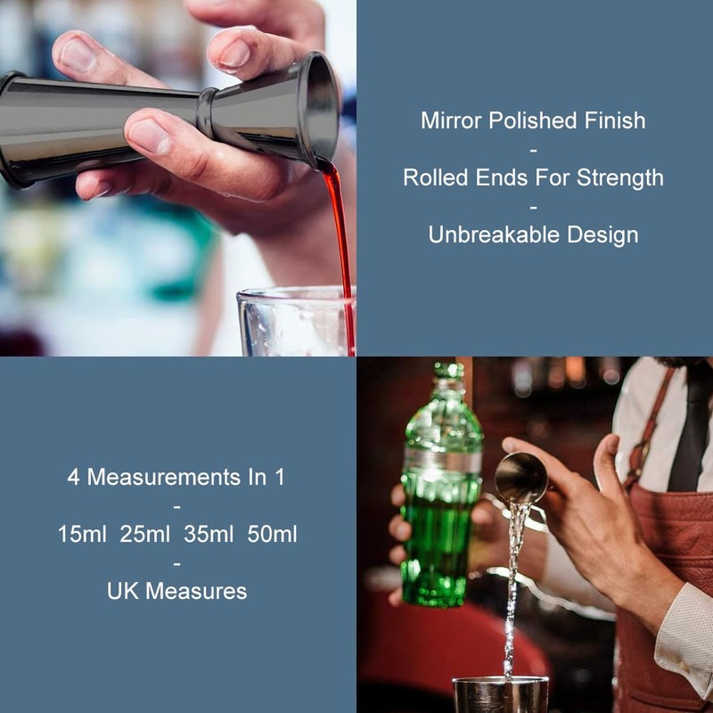 FLOW Barware Jigger 4 in 1 Shot Measuring Jigger 25ml,