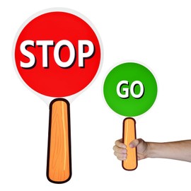 Double Sided Stop And Go Sign Traffic Paddle Traffic Light Party Decorations 6.3 * 11.8 inch Stop Go Sign With Handle Crossing Guard Stop Sign for Teaching Children Traffic Safety