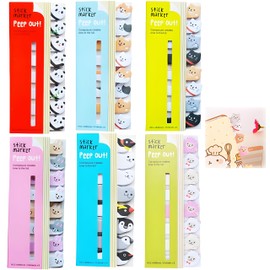 ZHSHXNGY Post-it Film Sticky Notes, Headers, Sticky Notes Sheet, 8 Patterns, 15 Sheets Set of 6 Each Memo, Cute, Animal, Sticky, Bookmark, Stationery, Study, Work, Cute