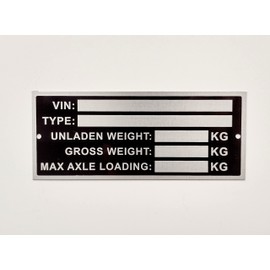 Trailer Caravan Vehicle Blank VIN & Weight Chassis Plate 120mm x 45mm Identification Number