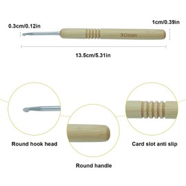 Crochet Hook 3 mm, Wooden Handle Crochet, Ergonomic Crochet Hook, for Arthritic Hands, Knitting Dolly, Wooden Handle Crochet, Extra Light Knitting Needles for Beginners and Crochet Yarn Tools (3 mm)