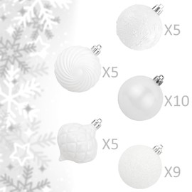 KI Store White Christmas Baubles 30pcs 60mm Shatterproof Christmas Tree Decoration Ornaments