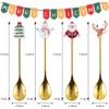 4Pcs Christmas Coffee Spoons Stainless Steel Christmas Coffee Spoon Creative