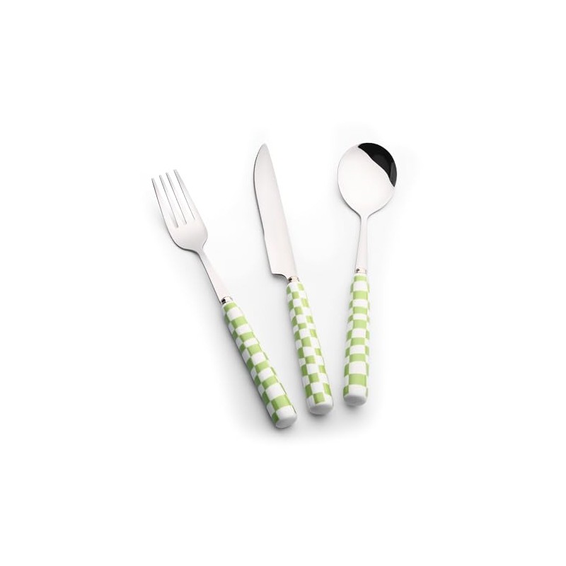 Koythin 3-Piece Cutlery Set, Stainless Steel Flatware Sets with Green
