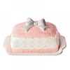 Gaolinci Cute Sweater Bow Butter Dish, Pink Ceramic Dessert Dish