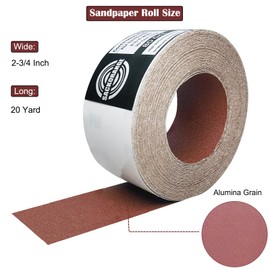 SACKORANGE 400 Grit PSA Longboard Sandpaper Roll 2-3/4 Inch Wide 20 Yard Long Brown Fused Alumina Abrasive Paper for Woodworking Drywall Metal Resin Polishing Grinding Automotive Sanding