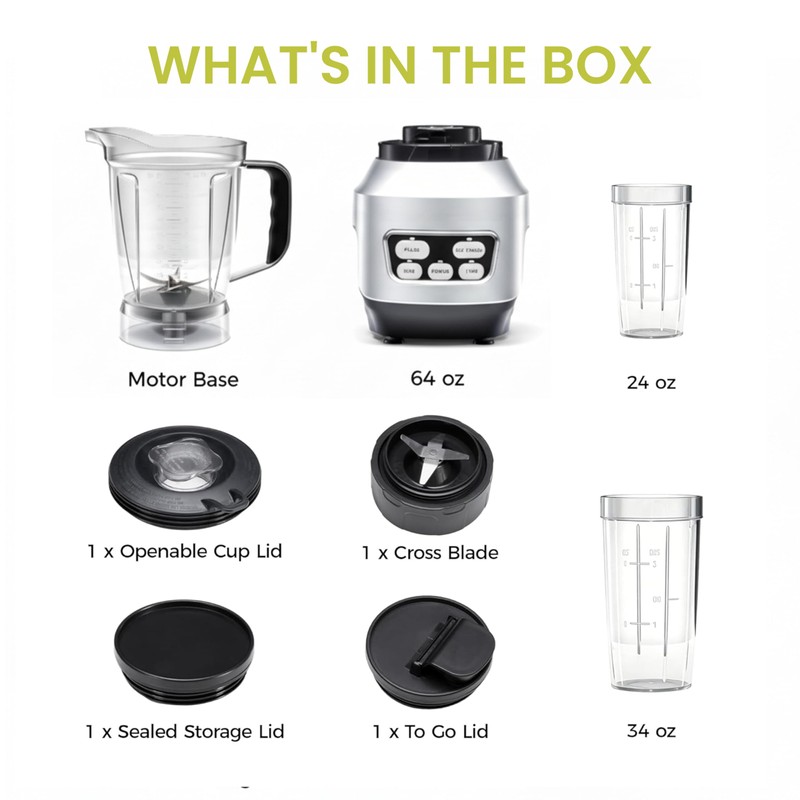Simple Deluxe Smoothie Blender, 1200W Powerful Countertop Blenders for Kitchen,