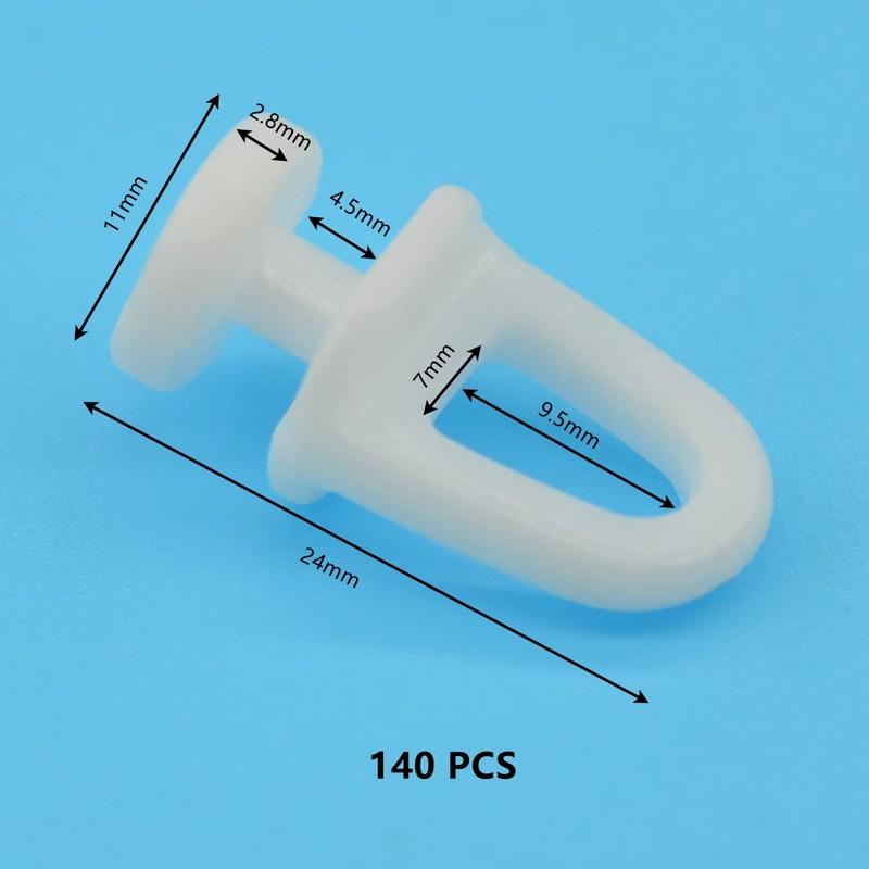 140 Pieces White Curtain Track Rollers Pulleys,Plastic Curtain Hooks Gliders