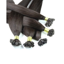 hair2heart 50 x Bonding Extensions Made from Real Hair, 30/40/50 cm, 0.5 g Strands, Straight - Hair Extensions 30cm
