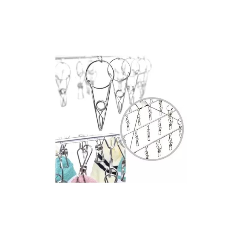 Hogareno Ec Tendedero Portatil Acero Inoxidable 40 Pinzas Secadora Ropa