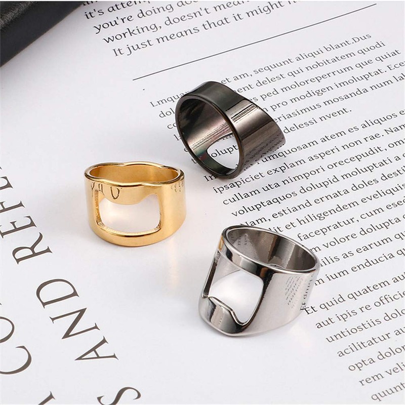 SINLEO Stainless Steel Beer Bar Tool Finger Bottle Opener Ring