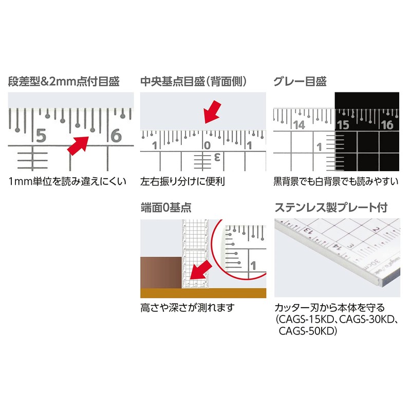 Niigata Seiki SK CAGS-15KD Acrylic Square Ruler, Made in Japan,
