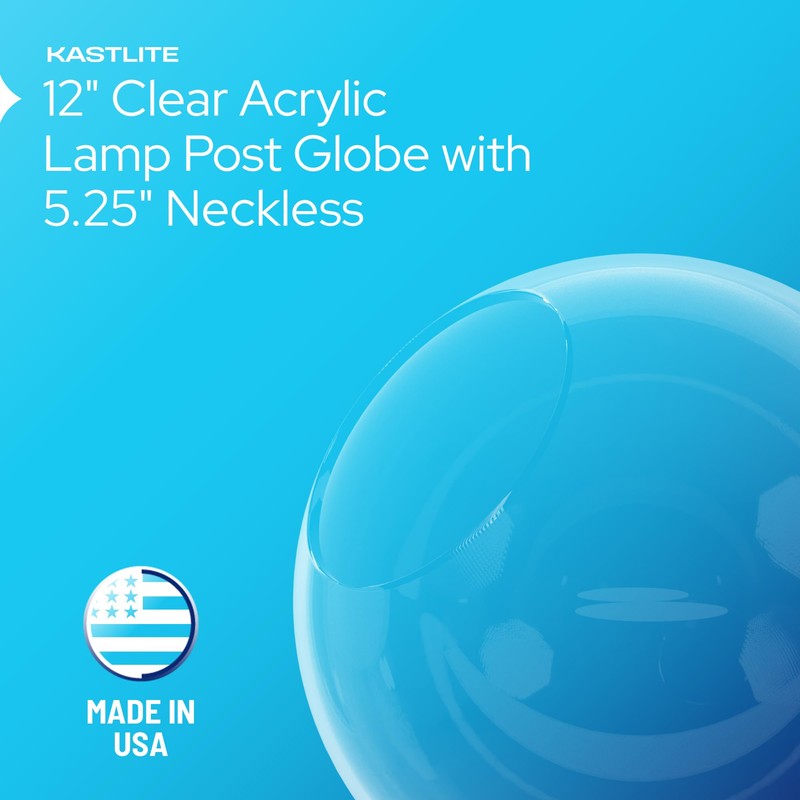KastLite 12" Clear Acrylic Lamp Post Globe | Smooth Textured