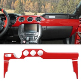 CheroCar for Mustang Center Console Dashboard Panel Trim Cover Kit Meter Frame Interior Decoration Accessories for Ford Mustang 2015-2025 (Red)