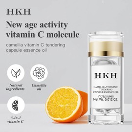 Triple Vitamin C Dark Spots Correction Capsules Serum For Face,Camellia VE Anti-Aging Essence For Women To Tighten Sagging Skin And Reduce Fine Lines Niacinamide serum For Women