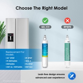 Waterdrop RPWF Refrigerator Water Filter (NOT RPWFE), Replacement for GE® RPWF, DWF-36, R-3600, MPF15350, OPFG3-RF300, WF277, RWF1063, 3 Filters