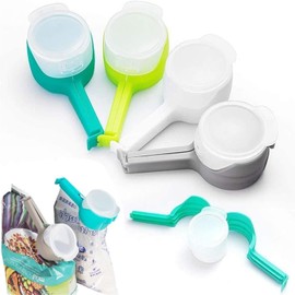 4PCS Bag Clips with Pour Spout Food Storage Sealing Clips with Pouring Spouts Bag Clips for Food Kitchen Clips Chip Bag Clips Great for Kitchen Food Storage and Organization (4 Colors)