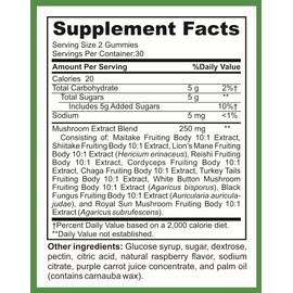 LifeSource Vitamins Mushroom Complex Gummies - 10 Mushroom Blend 10:1 Extract - 60 Gummies