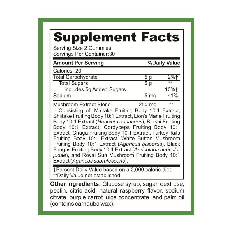 LifeSource Vitamins Mushroom Complex Gummies - 10 Mushroom Blend 10:1