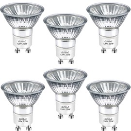 Edearkar MR16 Halogen Light Bulbs (6 Pack) 25W 120V 2500K Warm White Dimmable Flood Light Bulbs GU10 Base MR16 Halogen Bulbs for Family, Stores, Landscape