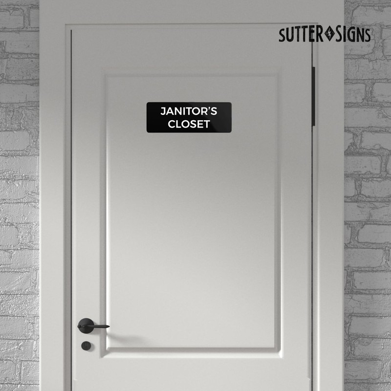 Janitor's Closet Sign, Durable ABS Plastic with Full Adhesive Backing,