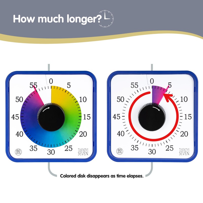 Visual Timer 7.5 inch; 60 Minute 1 Hour Countdown Timer