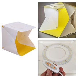 Mini Ring Photo Lightbox, Folding Studio Tent Photography Softbox 144 LED Light Box Adjustable Brightness with 6 Backdrops for Small Size Item
