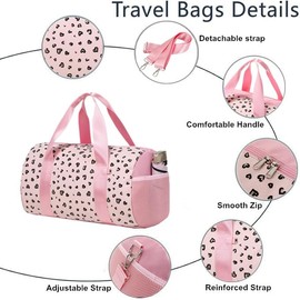 Girls Dance Bag Ballet Bag Gymnastics Bags for Girls Gym Bag Girls Sports Bag with Wet Pocket Pink