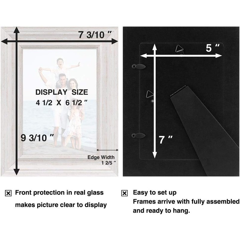 LaVie Home 5x7 Picture Frames (3 Pack, Distressed White Wood