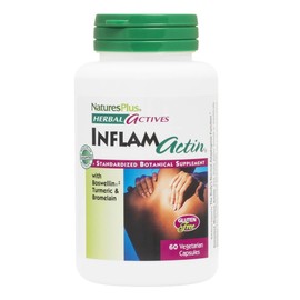 NaturesPlus Herbal Actives InflamActin - 60 Vegetarian Capsules - Herbal Supplement with Turmeric & Bromelain - Supports Adaptogenic Function - Vegan, Gluten-Free - 30 Servings