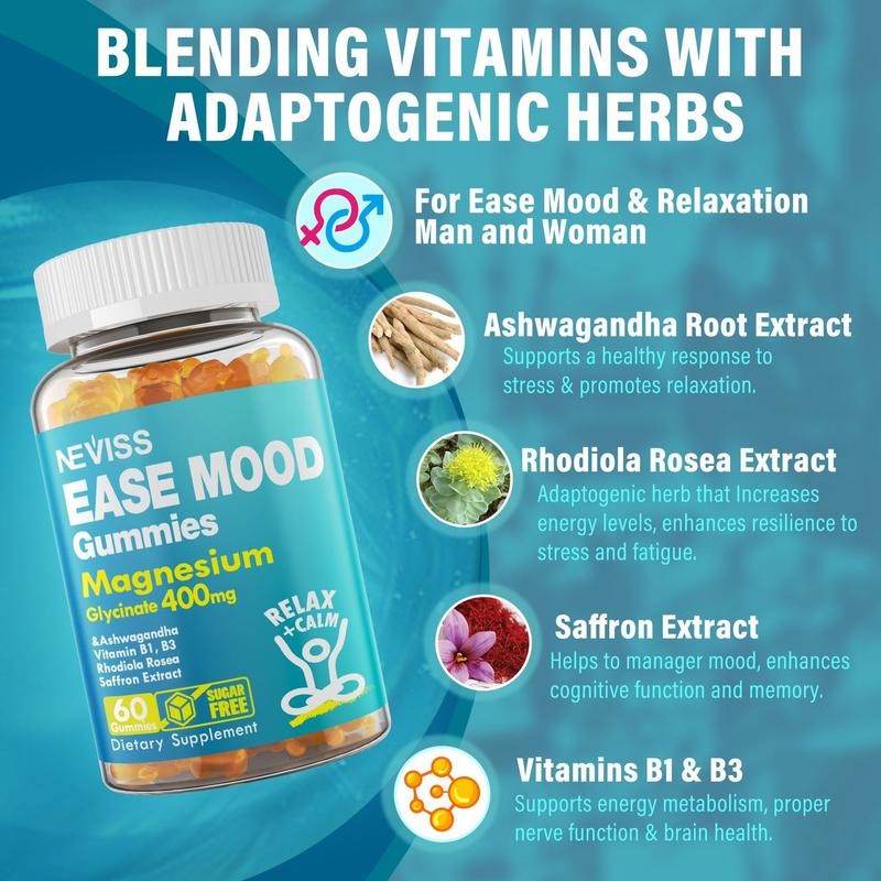 Premium Magnesium Glycinate Gummies 400mg - Sugar-Free, Perfect for Elderly,