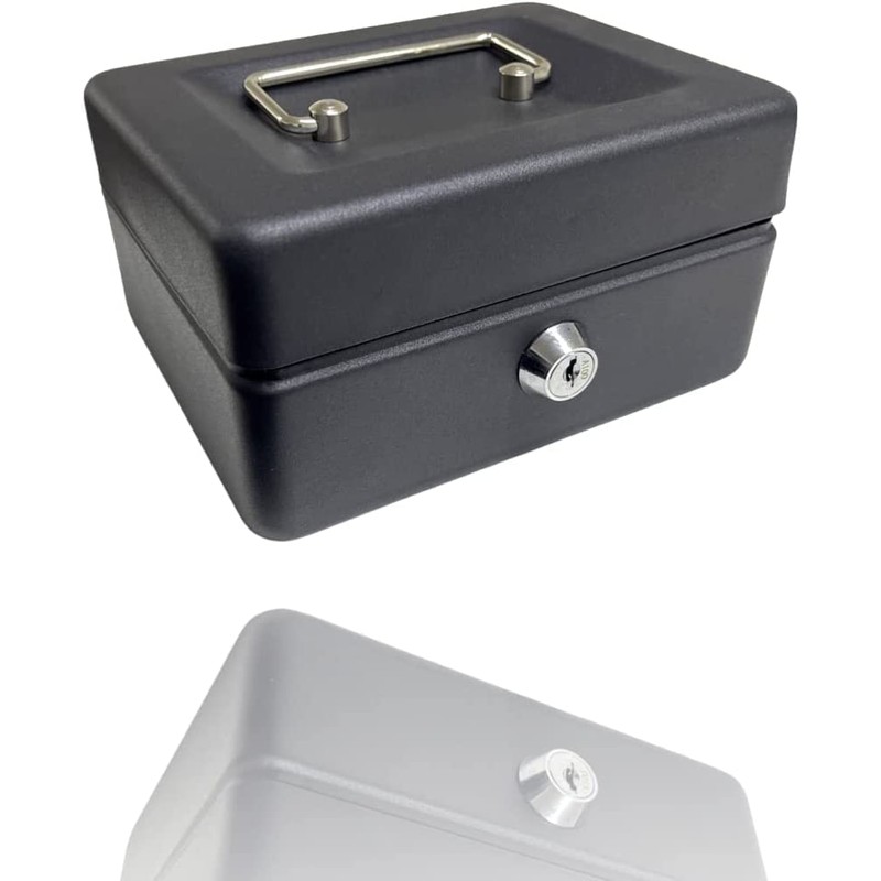 Bargain Factory Metal Money Box Tin 6" Steel Cash Safe